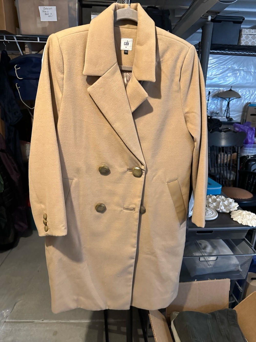 CABIBeige Double-Breasted Coat. Never worn size Medium